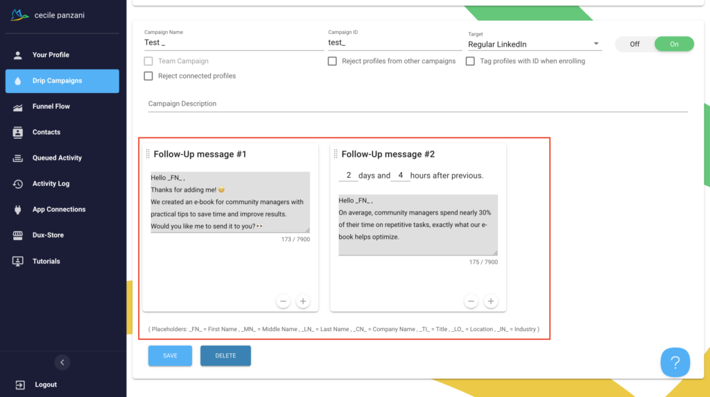 Write a message with Dux-Soup