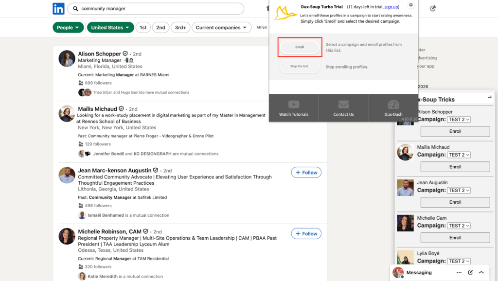 Retrieve leads from LinkedIn with Dux-Soup