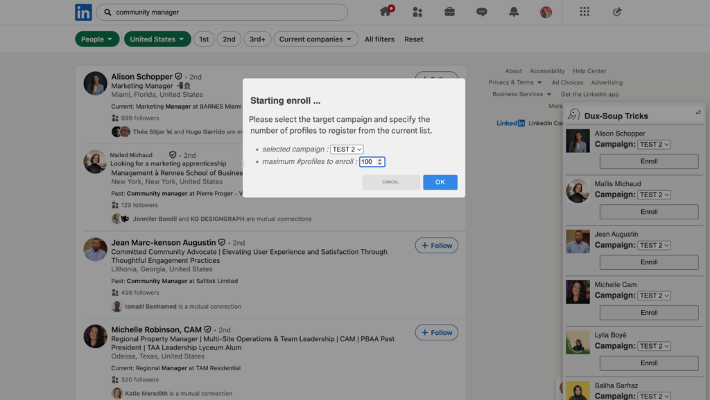  Add a large number of leads to your Dux-Soup campaigns