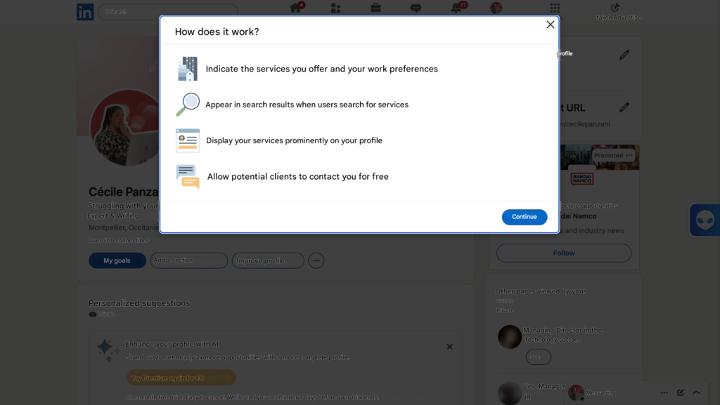 How do I create a LinkedIn Services Marketplace page? 