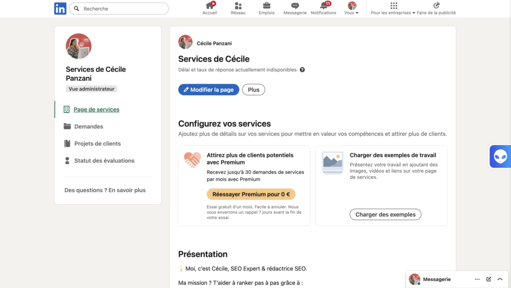Page service Maketplace 