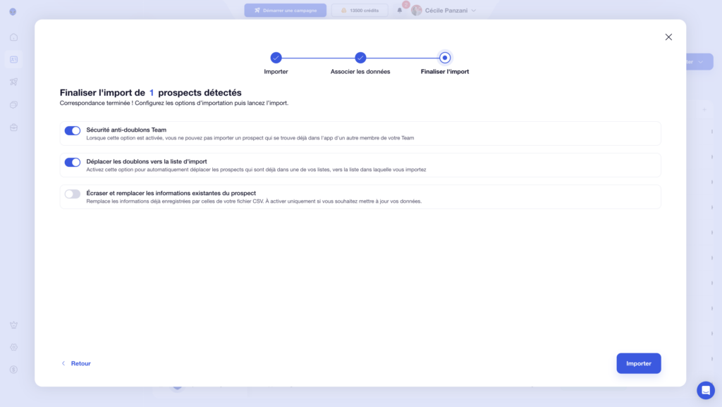 faire un import CSV avec Waalaxy 