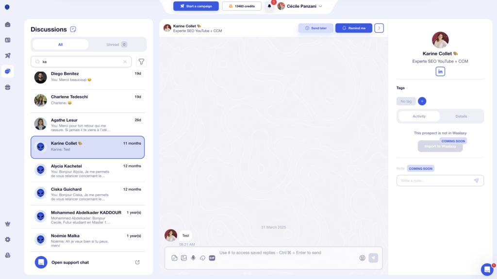 Waalaxy Inbox 