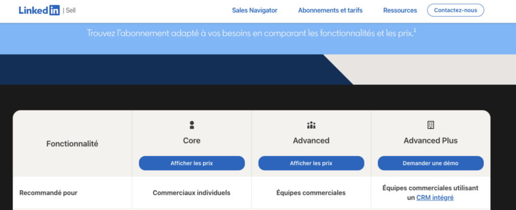 Les abonnements LinkedIn Sales Navigator 